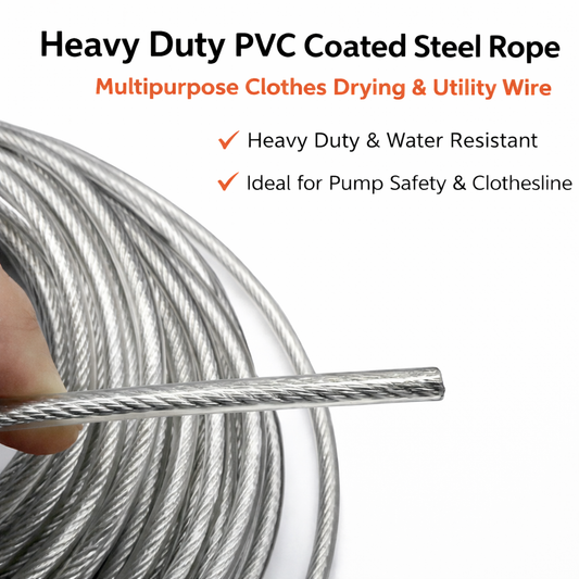 Strong PVC Coated Metal Rope – Multi-Purpose Utility Wire (15 ft )